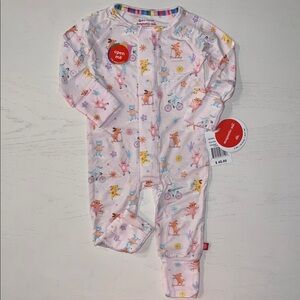 Magnetic Me Pink Dog Playground Pals Convertible Romper Footie 3-6 6-9 month